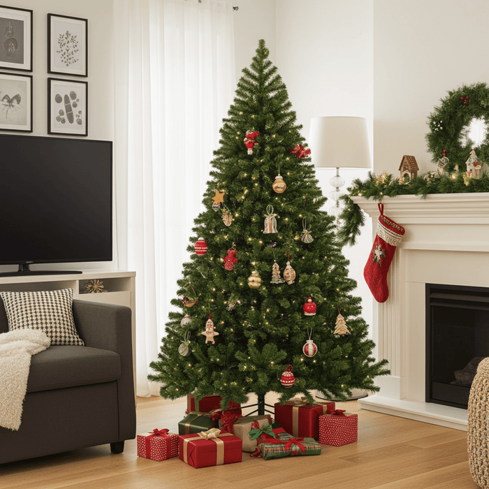 6ft Pre - Lit Artificial Christmas Tree with 300 LED Lights and Metal Stand - Monsta Online