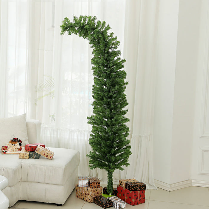 6FT Whimsical Bendable Pencil Artificial Christmas Tree — 400 Tips, Curled Top, Unlit, Metal Base - Monsta Online
