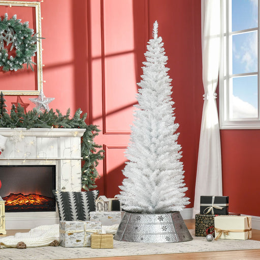 6FT White Pencil Artificial Christmas Tree — 390 Tips, Unlit, Slim Full Appearance, Plastic Base - Monsta Online