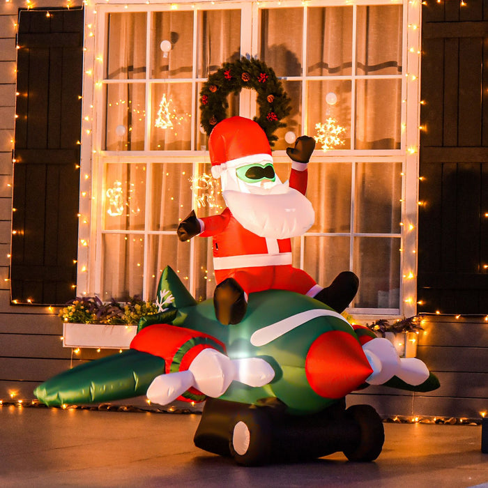 7.3FT LED Santa Flying Airplane Christmas Inflatable Outdoor Decoration - Monsta Online