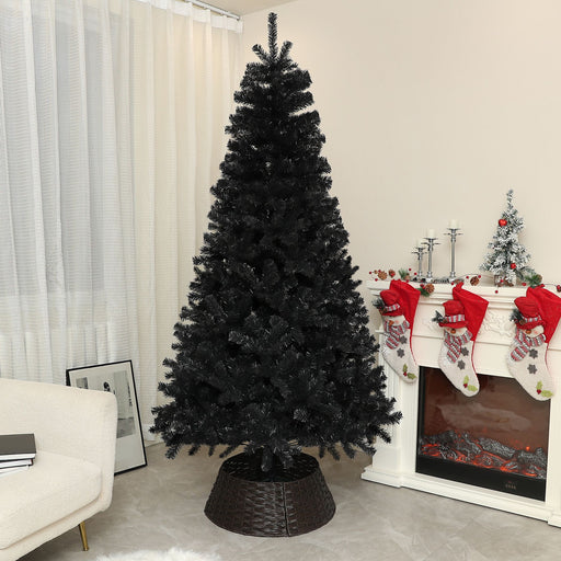 7.5FT Black Artificial Christmas Tree — 1346 Tips, Auto - Open Hinged, Full Shape, Steel Base - Monsta Online