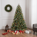 8FT Pre - Lit Snow Frosted Artificial Christmas Tree — 2851 Tips, 600 Lights, Pinecones, Berries - Monsta Online