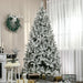 7.5FT Snow Flocked Artificial Christmas Tree — 1300 Tips, Unlit, Auto - Open Hinged, Green White, Steel Base - Monsta Online