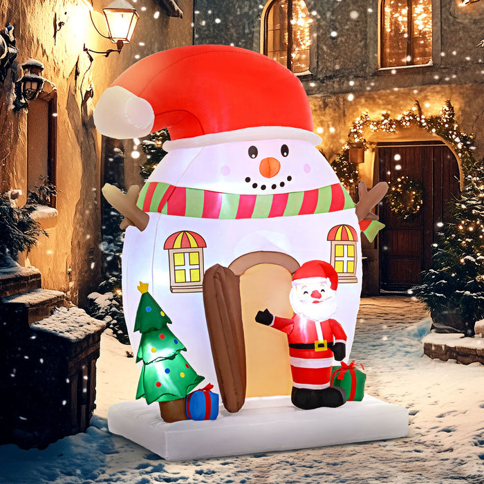 7.5FT Prelit Inflatable Santa's Snowman House with Christmas Tree & Gifts and LED Lights - Outdoor Christmas Decoration - Monsta Online