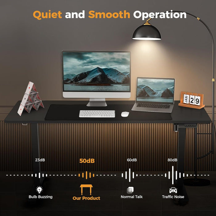 48" Black Electric Standing Desk with Power Outlets & USB – Mobile Adjustable Sit Stand Workstation with Wheels & Memory - Monsta Online