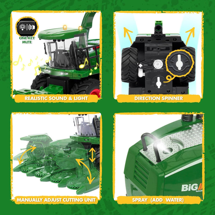 1:24 Scale RC Harvester Toys with 2 Harvesting Heads for Kids with Dual Batteries - Monsta Online