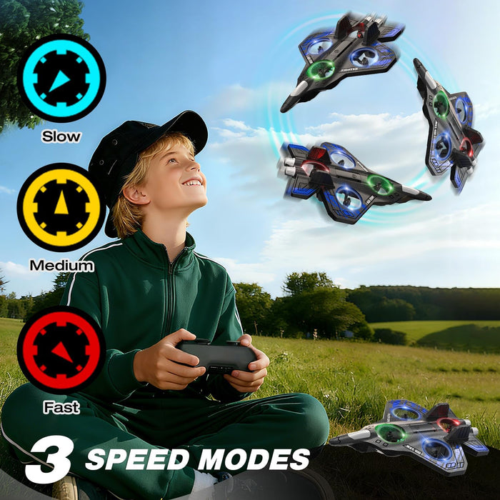 Jet Fighter Remote Control Stunt Jet Airplane Foam RC Planes with Light for Kids with Dual Batteries - Monsta Online
