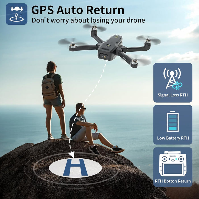 Professional 4K GPS Drone with EIS Camera & 4.5" FPV Screen - Foldable, Auto Return, Follow Me, 32GB SD Card - Monsta Online