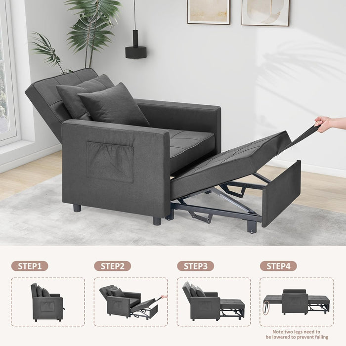 3 - in - 1 Convertible Sleeper Sofa Bed Chair With Reclining Lounger Function - Monsta Online