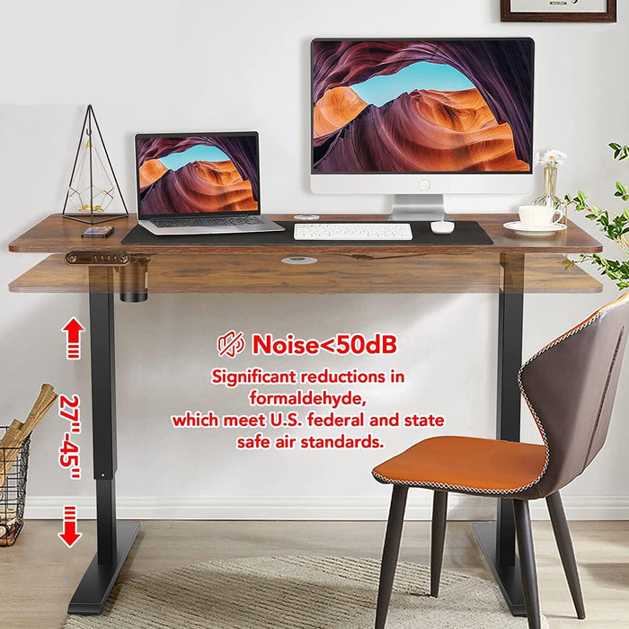 Wood Electric Standing Desk 48 x 24 Inches with Power Outlets & USB - Mobile Adjustable Sit Stand Home Office Workstation with Wheels & Memory Presets - Monsta Online