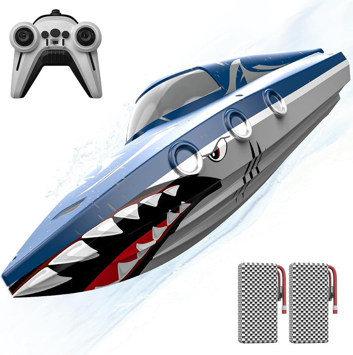 Shark Wave: High Speed RC Boat 2.4GHz Remote Control With Dual Batteries for Kids - Monsta Online