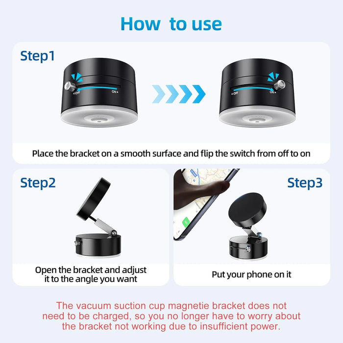 Ultra - Stable Magnetic Car Phone Holder with 360° Swivel and Double Suction - Monsta Online