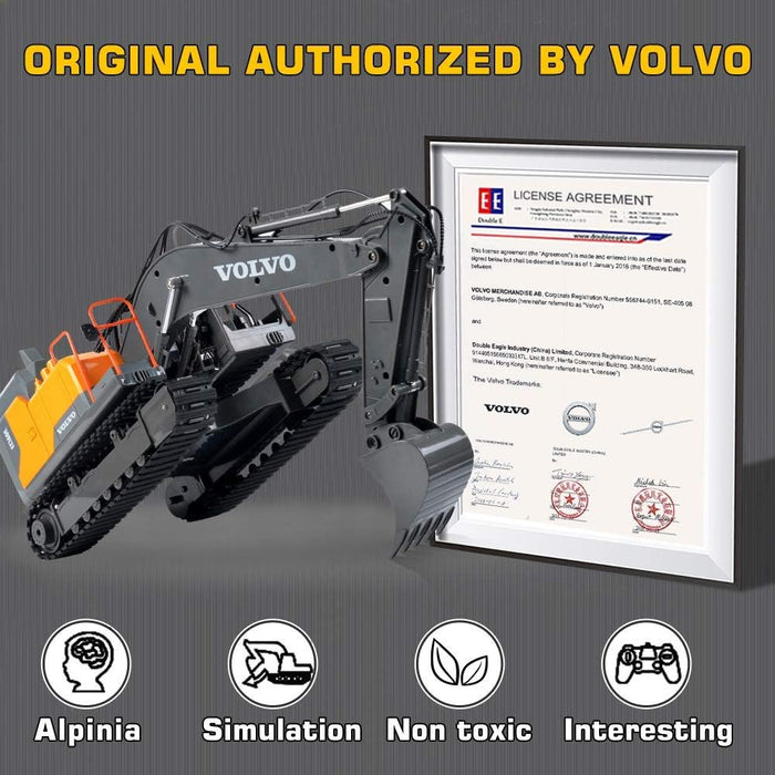 Premium 1:16 Full Function 3 - in - 1 Volvo RC Excavator – 17 - Channel Remote Control Toy with Metal Shovel, Drill & Grab for Kids - Monsta Online