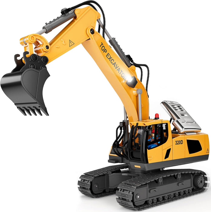 RC Excavator Toy 1:20 Scale for Kids Ages 3+ - Easy to Use, Dual Batteries, Lights & Sounds - Monsta Online