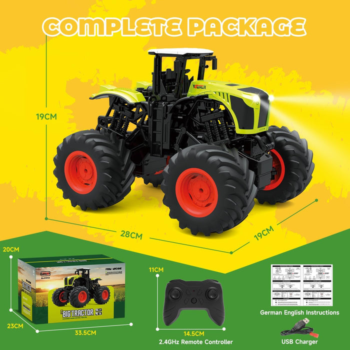 1:16 Remote Control Monster Truck Tractor Toy with Lights & Sound – 2.4GHz RC Farm Vehicle for Kids - Monsta Online
