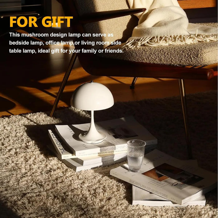 Dimmable LED Mushroom Table Lamp Portable USB Rechargeable for Cozy Ambiance - Monsta Online