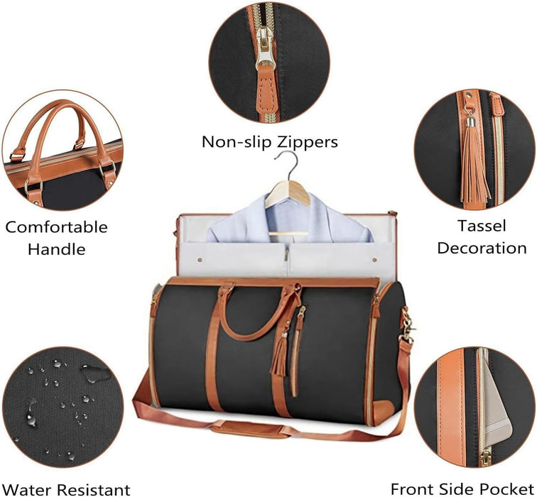 Premium Convertible PU Leather Garment Duffel Travel Bag - Monsta Online