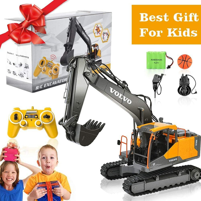 Premium 1:16 Full Function 3 - in - 1 Volvo RC Excavator – 17 - Channel Remote Control Toy with Metal Shovel, Drill & Grab for Kids - Monsta Online