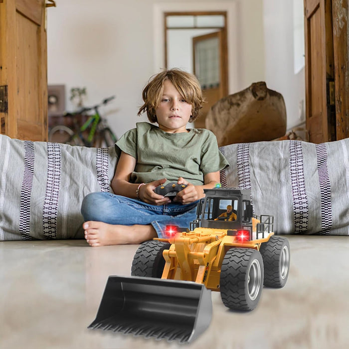 1:18 Scale 4WD RC Front Loader with Lights - 9 Channel Toy Tractor with Dual Batteries for Kids - Monsta Online