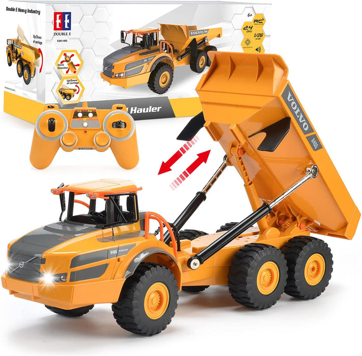 1:20 Scale Volvo Premium RC Dump Truck - Articulated Hauler with Lights an Sound for Kids - Monsta Online