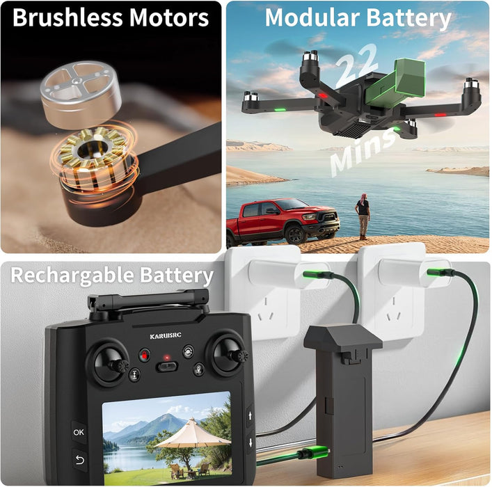 Professional 4K GPS Drone with EIS Camera & 4.5" FPV Screen - Foldable, Auto Return, Follow Me, 32GB SD Card - Monsta Online