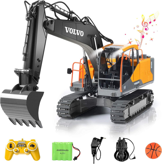 Premium 1:16 Full Function 3 - in - 1 Volvo RC Excavator – 17 - Channel Remote Control Toy with Metal Shovel, Drill & Grab for Kids - Monsta Online