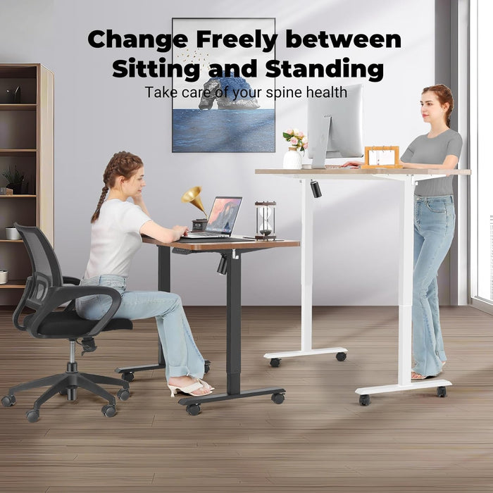 48" Black Electric Standing Desk with Power Outlets & USB – Mobile Adjustable Sit Stand Workstation with Wheels & Memory - Monsta Online