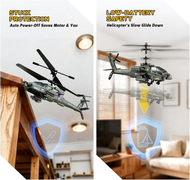 Apache Battle RC Helicopter with Altitude Hold & Gyro – Dual Battery Remote Control Helicopter for Kids & Adults - Monsta Online