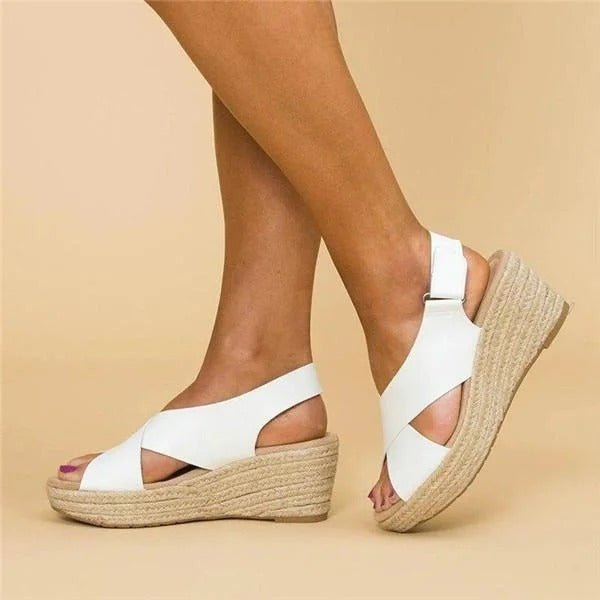 Women's Orthopedic Wedge Sandals – Cross Strap Espadrilles with Arch Support - Monsta Online