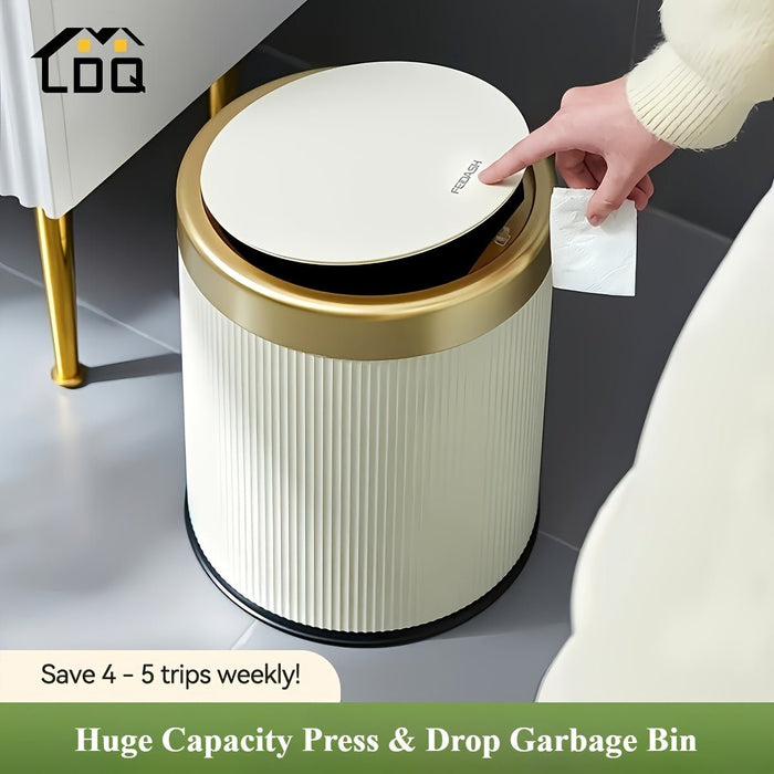 Oval Press - Top Trash Can – Luxury Gold - Accent Waste Bin with Dual Inner Buckets & Odour Seal - Monsta Online