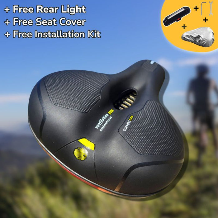 Premium Comfort Bike Seat with Safety Rear Light and Protective Cover – Pain - Free Ride - Monsta Online