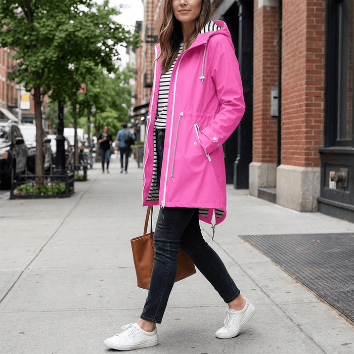 Women's Long Waterproof Rain Jacket – Windproof, Hooded & Breathable - Monsta Online