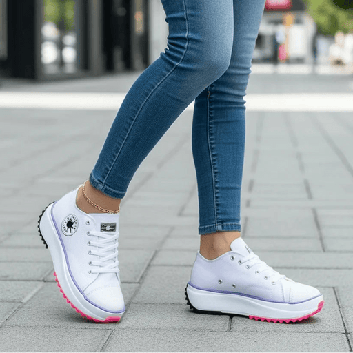 Women's Canvas Sneakers – Casual Lace - Up Flats for Effortless Everyday Elegance - Monsta Online