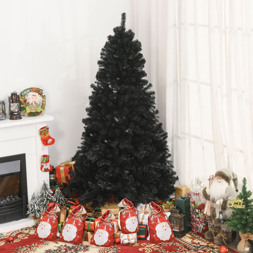 7FT Black Pencil Artificial Christmas Tree — 1346 Tips, Unlit, Auto - Open, Slim Space - Saving, Metal Base - Monsta Online