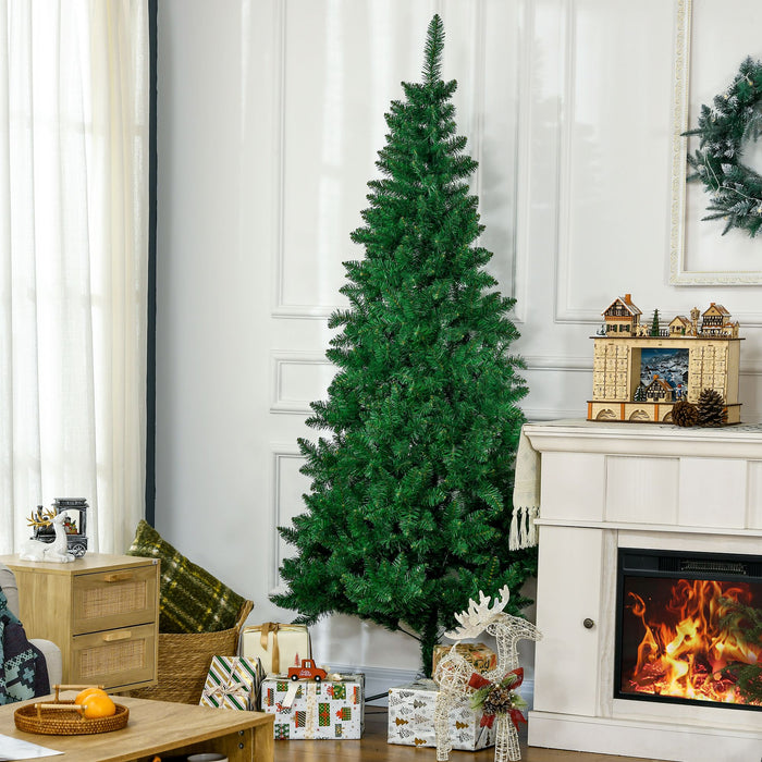 7FT Half Artificial Christmas Tree — 520 Tips, Auto - Open Hinged, Unlit, Space - Saving, Steel Base - Monsta Online
