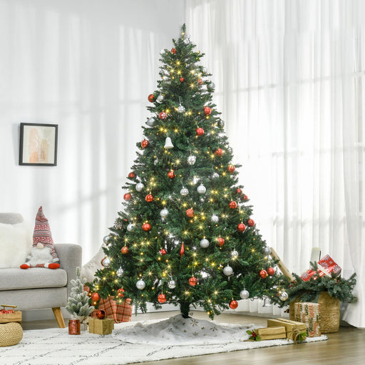 7FT Full Douglas Fir Pre - Lit Artificial Christmas Tree — 700 Warm White LEDs, 2154 Tips, Metal Base - Monsta Online