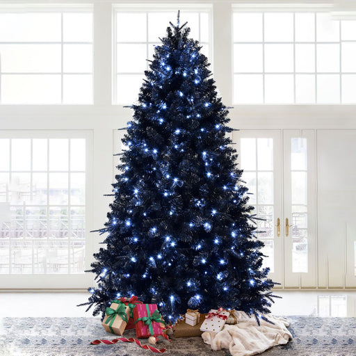 7FT Pre - Lit Black Artificial Christmas Tree — 1916 PE/PVC Tips, 450 Lights, Hinged - Monsta Online