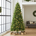 7FT Pre - Lit Slim Artificial Christmas Tree — 400 Warm LED, 1180 Tips, Pencil, Hinged, Metal Stand - Monsta Online