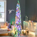 7FT Pre - Lit Flocked Pencil Artificial Christmas Tree — 350 Dual - Color LED Lights, Snow Tips, Downswept - Monsta Online