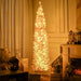 7FT Pink Pencil Pre - Lit Artificial Christmas Tree — 200 Warm White LEDs, 499 Tips, Slim Space - Saving - Monsta Online