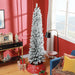 7FT Snow Flocked Pencil Artificial Christmas Tree — 405 Tips, Unlit, Slim Space - Saving, Metal Base - Monsta Online