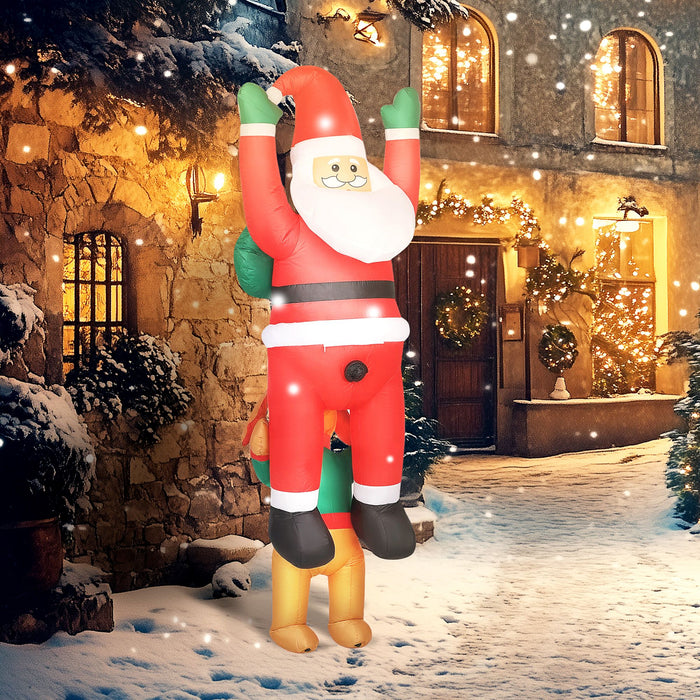 7FT Prelit Hanging Inflatable Santa with Playful Dog and LED Lights - Outdoor Christmas Decoration - Monsta Online