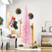 7FT Pink Pencil Artificial Christmas Tree — 499 Tips, Unlit, Slim Space - Saving, Realistic, Plastic Base - Monsta Online