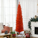 7FT Red Pencil Artificial Christmas Tree — 499 Tips, Unlit, Slim Space - Saving, Plastic Stand - Monsta Online