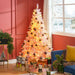 6FT Pink Flocked Pre - Lit Artificial Christmas Tree — 250 Warm White LEDs, 1000 Tips, Hinged, Metal Base - Monsta Online