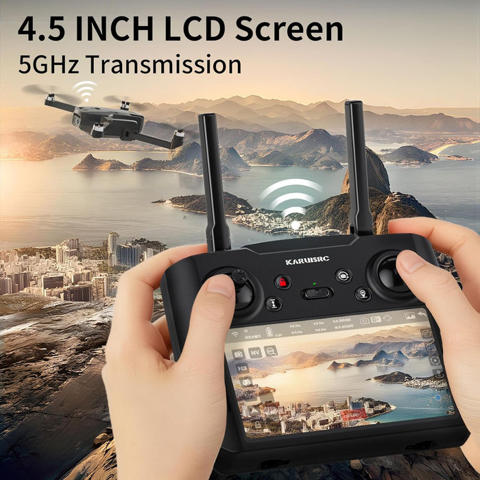 Professional 4K GPS Drone with EIS Camera & 4.5" FPV Screen - Foldable, Auto Return, Follow Me, 32GB SD Card - Monsta Online