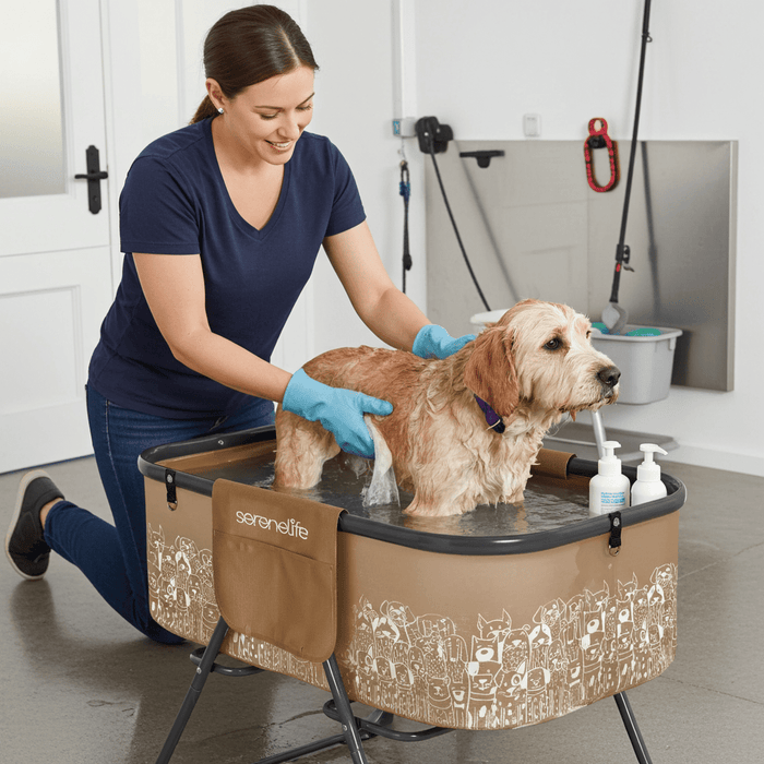Foldable Dog Grooming Bath Tub with Quick Drain and Leash Safety Strap - Monsta Online