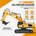 RC Excavator Toy 1:20 Scale for Kids Ages 3+ - Easy to Use, Dual Batteries, Lights & Sounds - Monsta Online