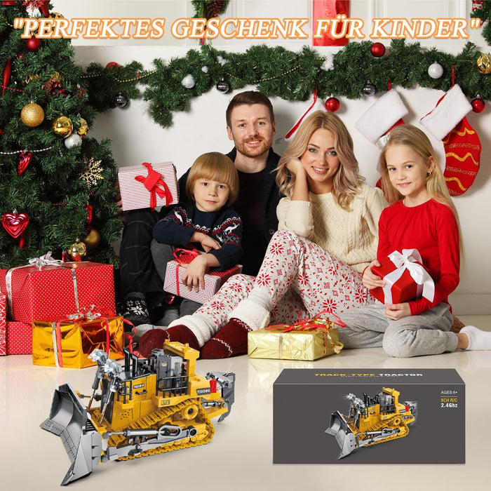 1:24 Scale 9 Channel Remote Control Bulldozer Toy with Metal Shovel and Dual Batteries Lights & Sounds for Kids - Monsta Online