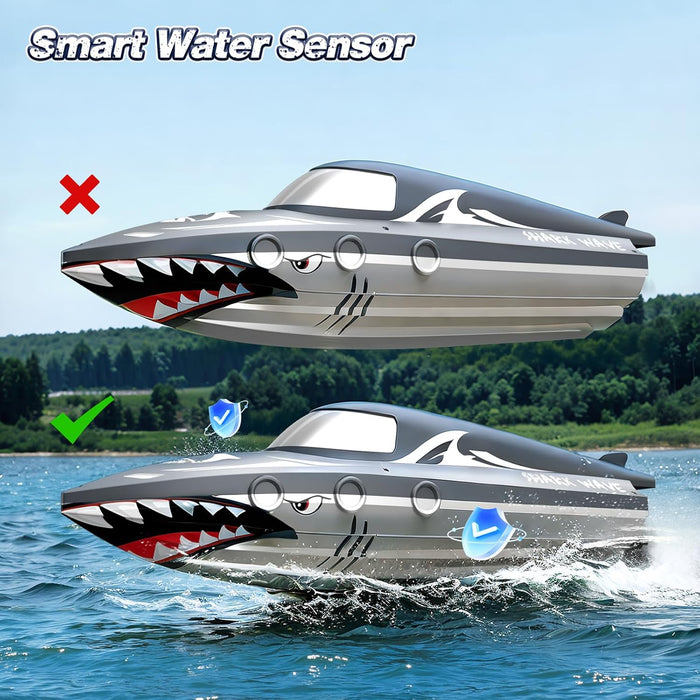 Shark Wave: High Speed RC Boat 2.4GHz Remote Control With Dual Batteries for Kids - Monsta Online